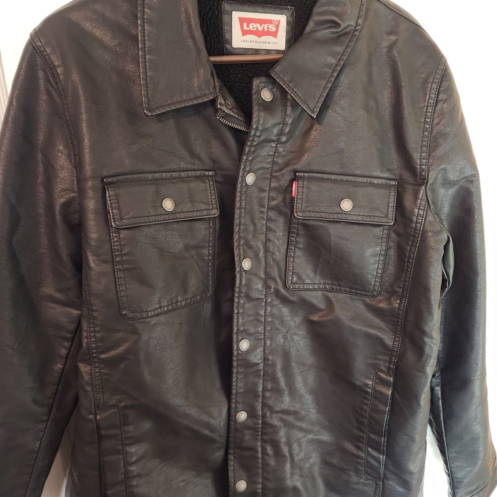 Levi's Black Leather Jacket for Men